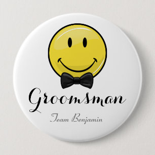 Smiling Groomsmen Wedding Button