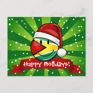 Smiling Guyana Flag Christmas Style Holiday Postcard