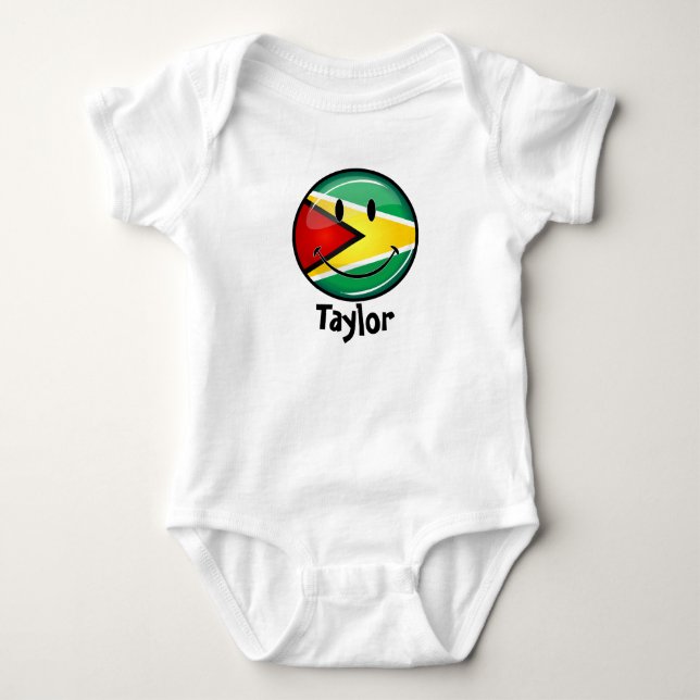 Smiling Guyanese Flag Baby Bodysuit (Front)