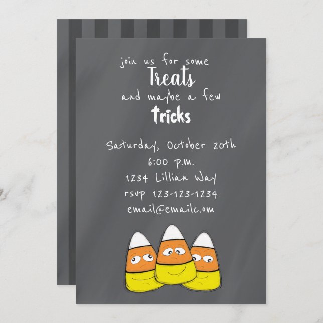 Smiling Halloween Corn Candy Invitation (Front/Back)