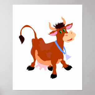 smiling happy cow poster