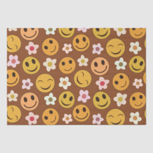 Smiling Happy Faces With Retro Flowers Tissue Paper