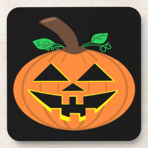 Smiling Happy Halloween Pumpkin Coasters
