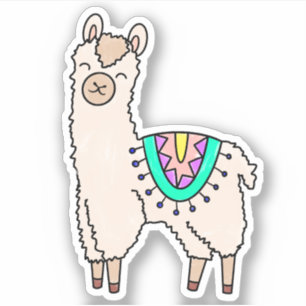 smiling happy llama alpaca cartoon animal drawing