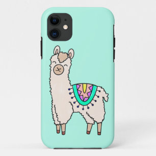 smiling happy llama alpaca cartoon animal drawing  iPhone 11 case