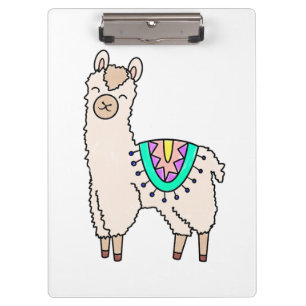 smiling happy llama alpaca cartoon animal drawing clipboard