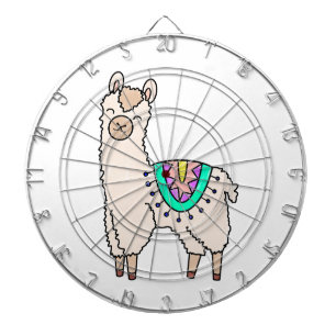 smiling happy llama alpaca cartoon animal drawing dartboard