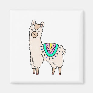 smiling happy llama alpaca cartoon animal drawing magnet