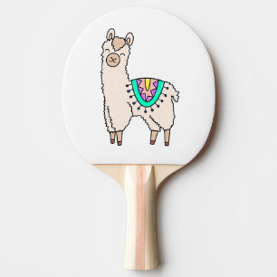 smiling happy llama alpaca cartoon animal drawing  ping pong paddle