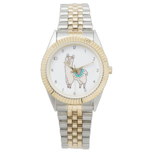 smiling happy llama alpaca cartoon animal drawing  watch