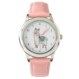 smiling happy llama alpaca cartoon animal drawing  watch