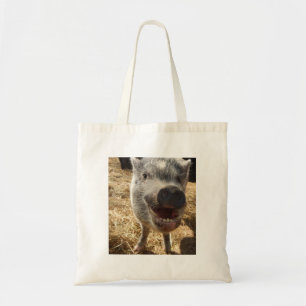Smiling, Happy Mini Pig Tote Bag