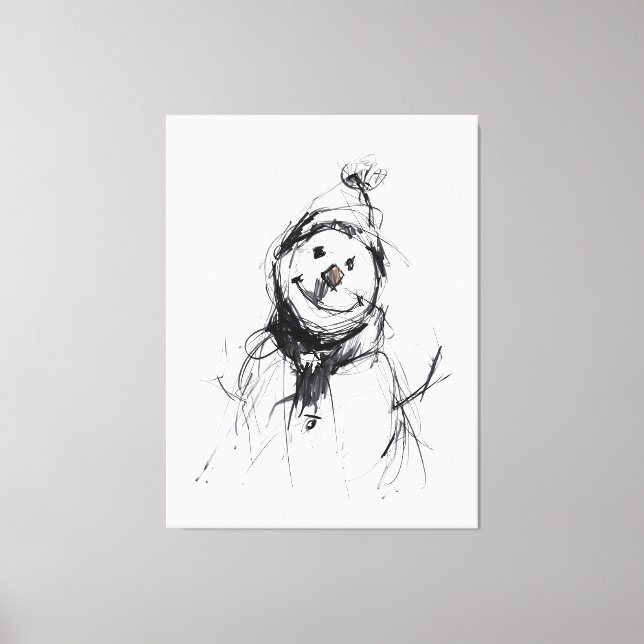 Smiling Happy Snowman Canvas Print (Front)