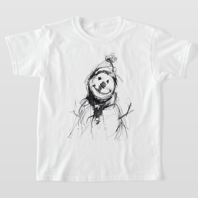 Smiling Happy Snowman T-Shirt (Laydown)
