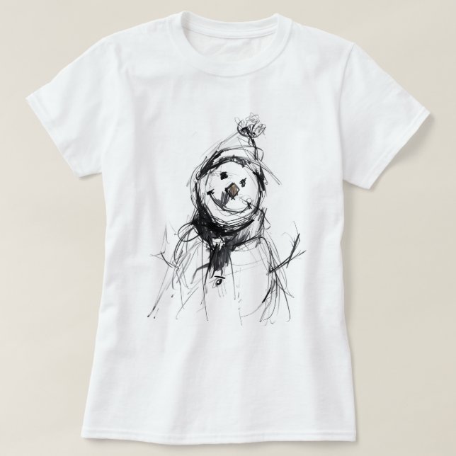 Smiling Happy Snowman T-Shirt (Design Front)