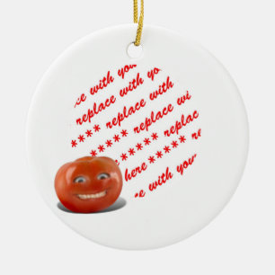 Smiling Happy Tomato Photo Frame Ceramic Tree Decoration