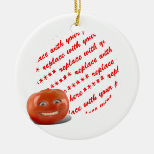 Smiling Happy Tomato Photo Frame Ceramic Tree Decoration