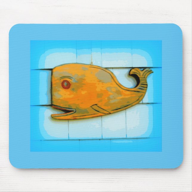 smiling happy whale blue mouse mat (Front)