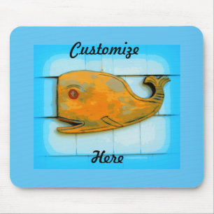smiling happy whale blue Thunder_Cove Mouse Mat