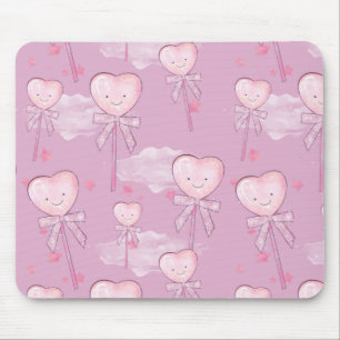 Smiling Heart Lollipop Mouse Mat