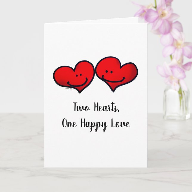 Smiling Hearts in Love Illustration Card (Orchid)