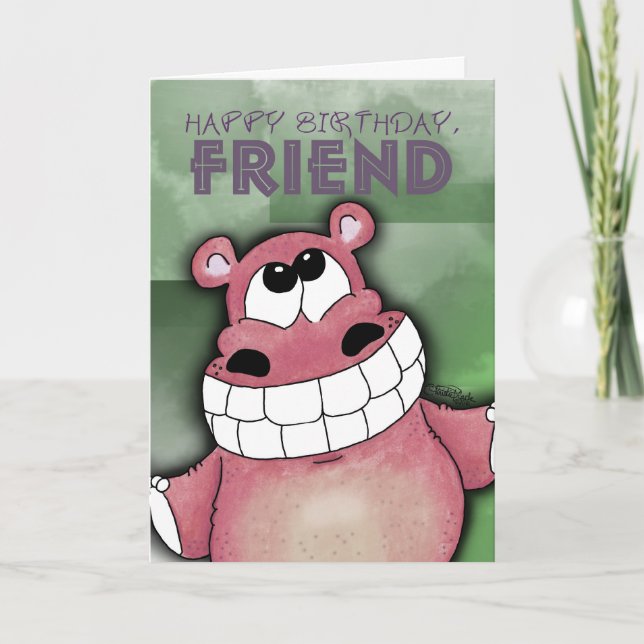 Smiling Hippo-Birthday Card (Front)