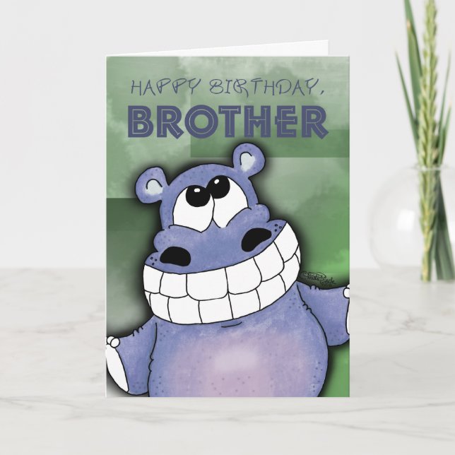 Smiling Hippo-Birthday Card (Front)