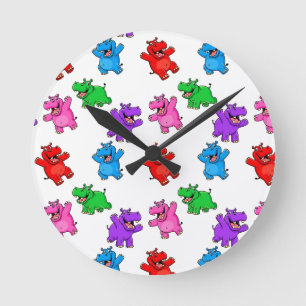 Smiling Hippo Collection Round Clock