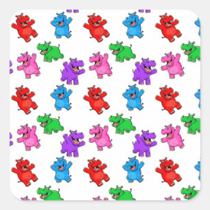 Smiling Hippo Collection Square Sticker