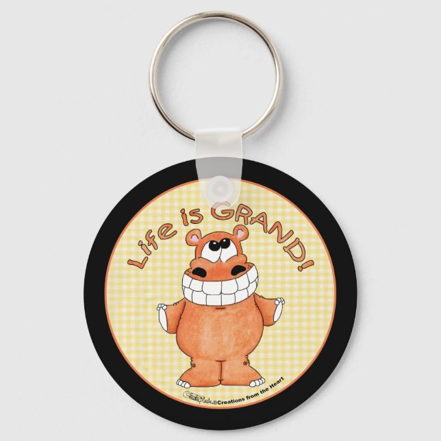 Smiling Hippo-Life is Grand Key Ring (Front)