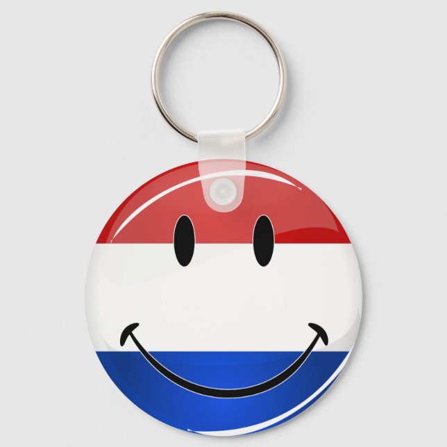Smiling Holland Netherlands Flag Key Ring (Front)
