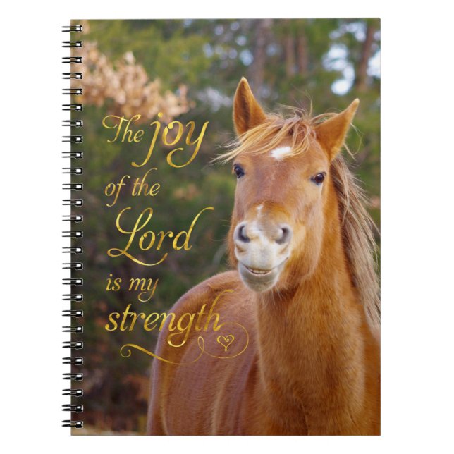 Smiling Horse Bible Verse Photo Notebook (Front)
