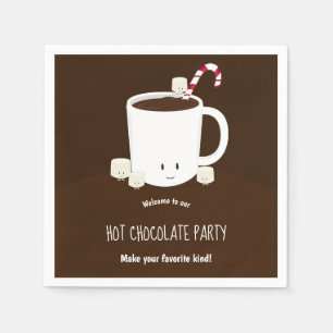 Smiling Hot Chocolate Cocoa Brown Christmas Party Napkin