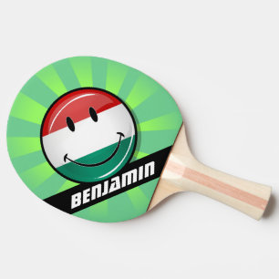 Smiling Hungarian Flag Ping Pong Paddle