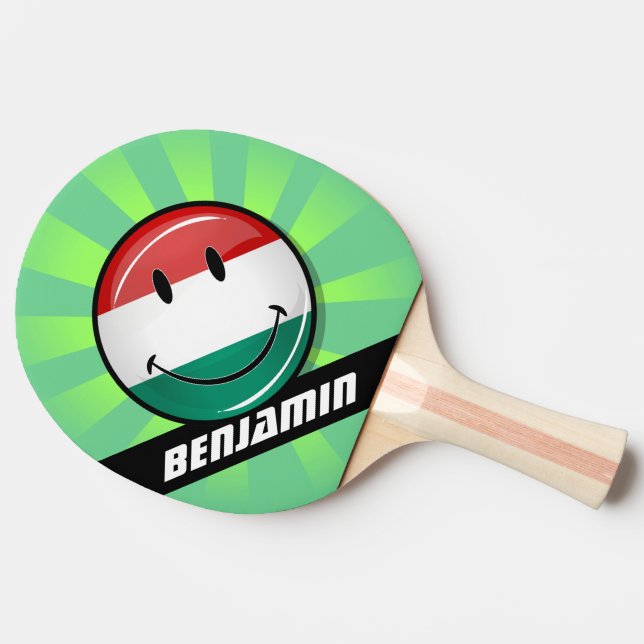 Smiling Hungarian Flag Ping Pong Paddle (Side)