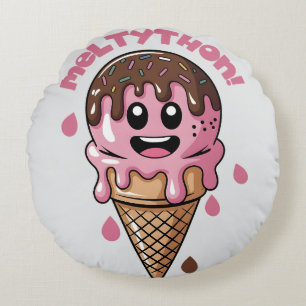 Smiling Ice Cream Round Cushion