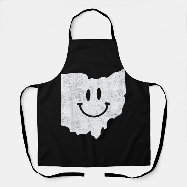 Smiling in OH – Funny Ohio Happy Face  Apron (Front)