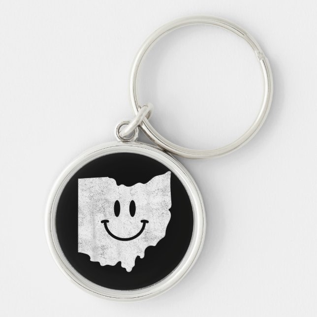 Smiling in OH – Funny Ohio Happy Face  Key Ring (Front)