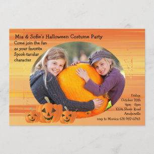 Smiling Jack-O-Lattern Photo Invitation