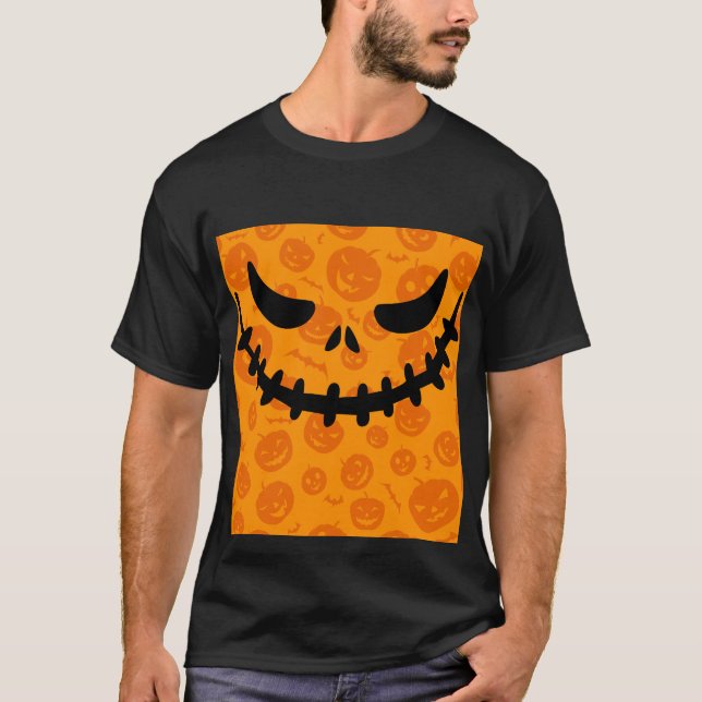 Smiling Jack O'Lantern Face Halloween Tee (Front)