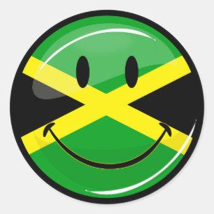 Smiling Jamaican Flag Classic Round Sticker