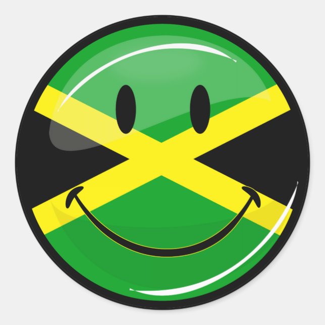 Smiling Jamaican Flag Classic Round Sticker (Front)
