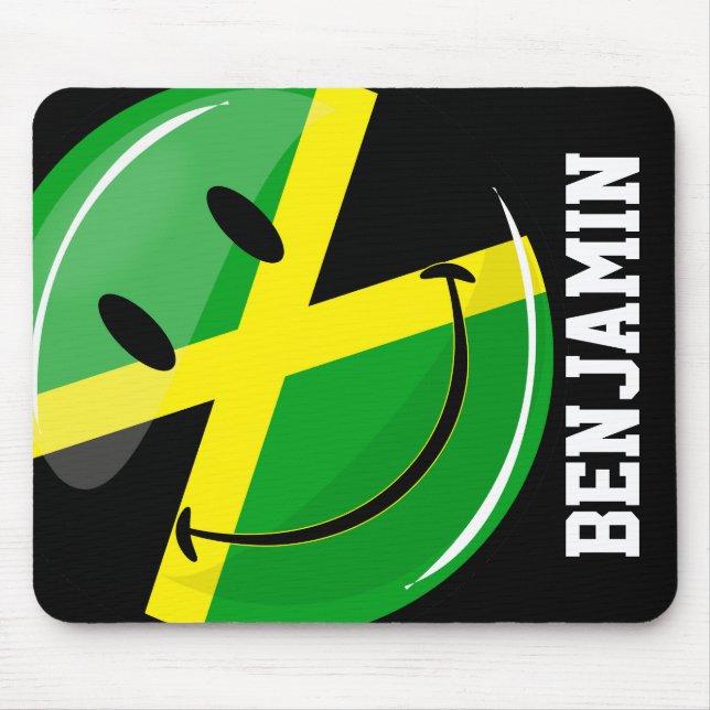 Smiling Jamaican Flag Mouse Mat (Front)