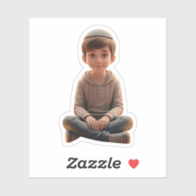 Smiling Jewish Boy – Cute Design with Kippah (Sheet)