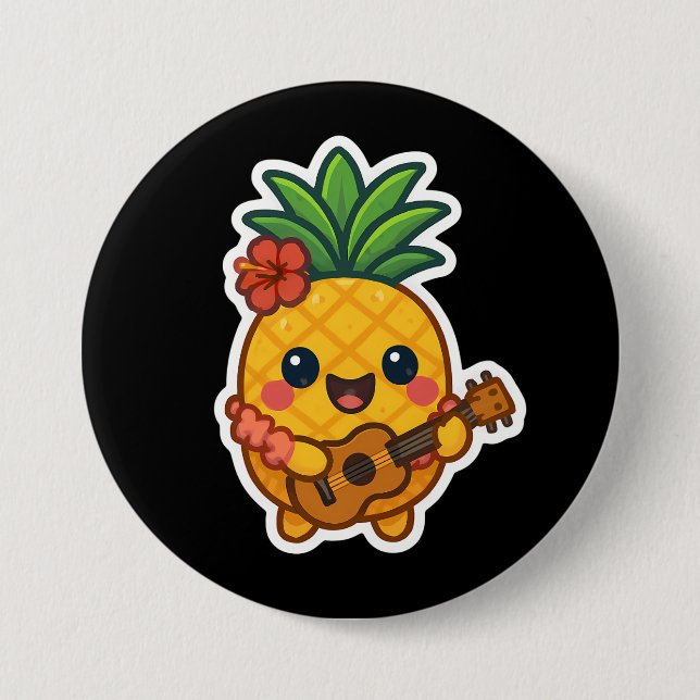 Smiling Kawaii Pineapple – Tropical 7.5 Cm Round Badge (Front)