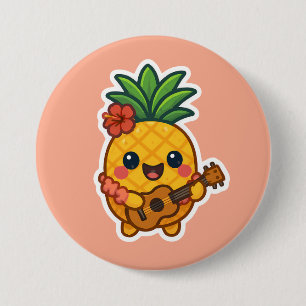 Smiling Kawaii Pineapple – Tropical 7.5 Cm Round Badge