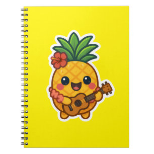 Smiling Kawaii Pineapple – Tropical Notebook