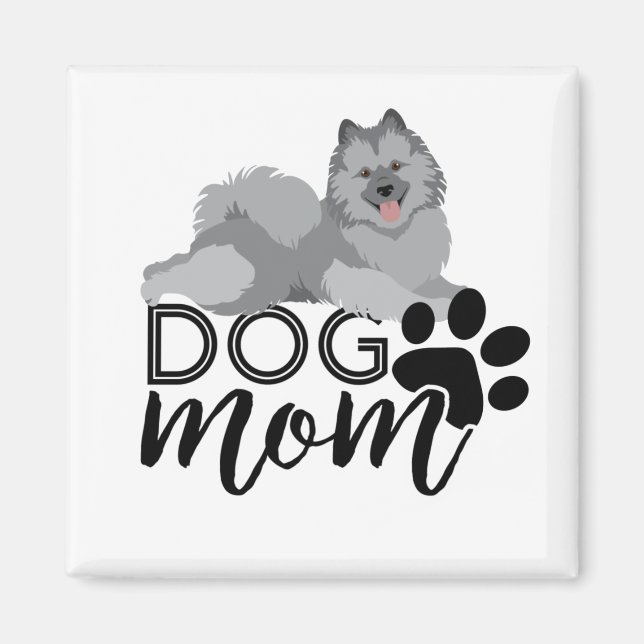 Smiling Keeshond Graphic says Dog Mum Magnet (Front)