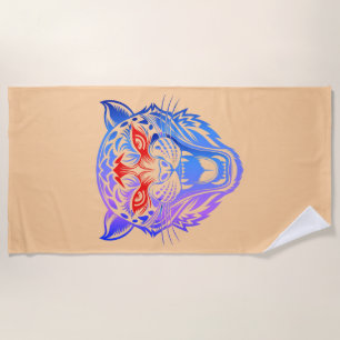 Smiling Kitty Beach Towel
