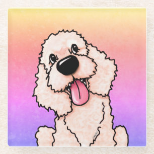 Smiling Labradoodle Glass Coaster